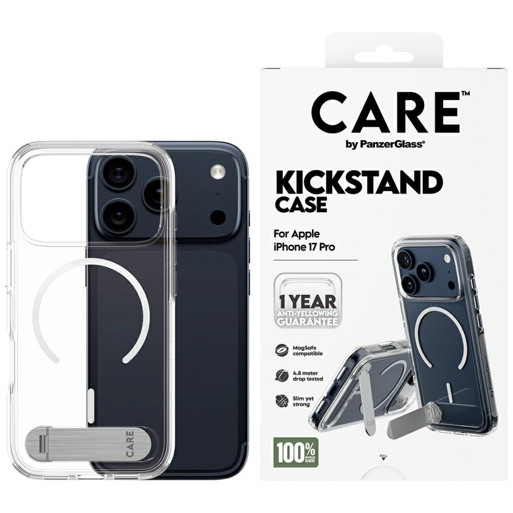 CARE by PanzerGlass Feature Case w. Kickstand MagSafe for iPhone 17 Pro - Clear - Kirkas