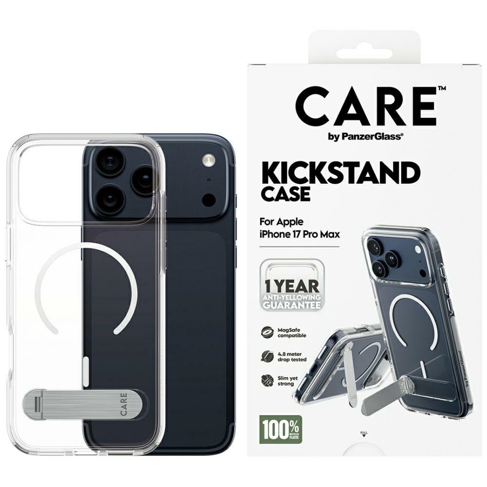 CARE by PanzerGlass Feature Case w. Kickstand MagSafe for iPhone 17 Pro Max - Clear - Kirkas