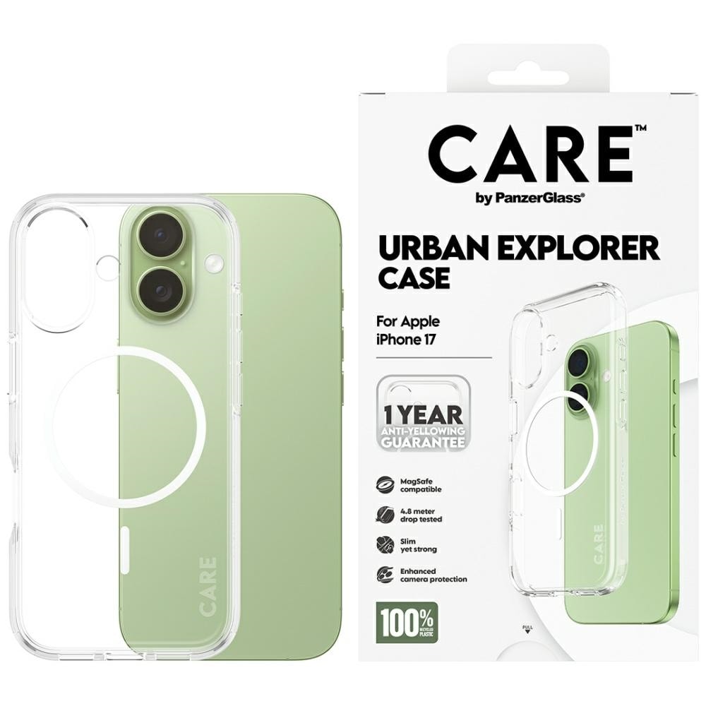 CARE by PanzerGlass Lippulaiva Urban Explorer Case with White MagSafe for iPhone 17 - Transparent