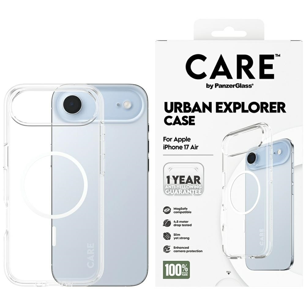 CARE by PanzerGlass Urban Explorer Case with White MagSafe for iPhone Air - Transparent