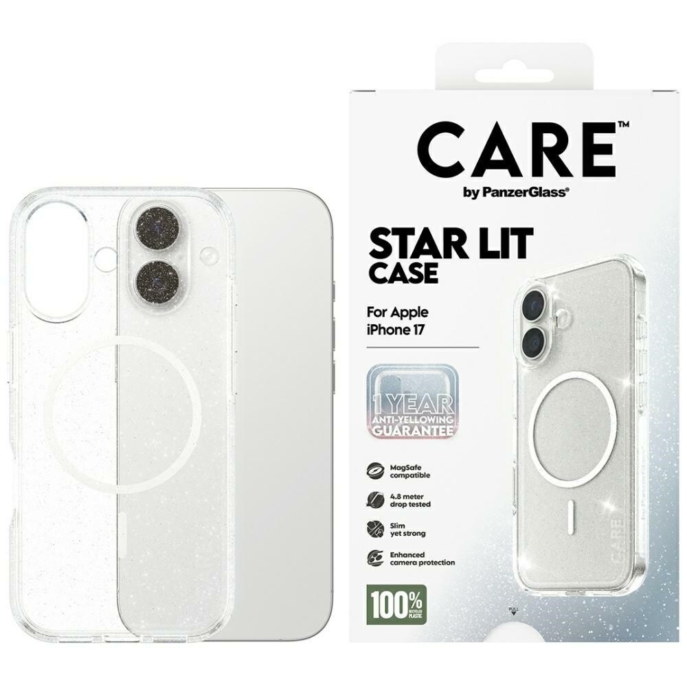 CARE by PanzerGlass Lippulaiva Urban Explorer Case w/ White MagSafe for iPhone 17 - Clear Glitter