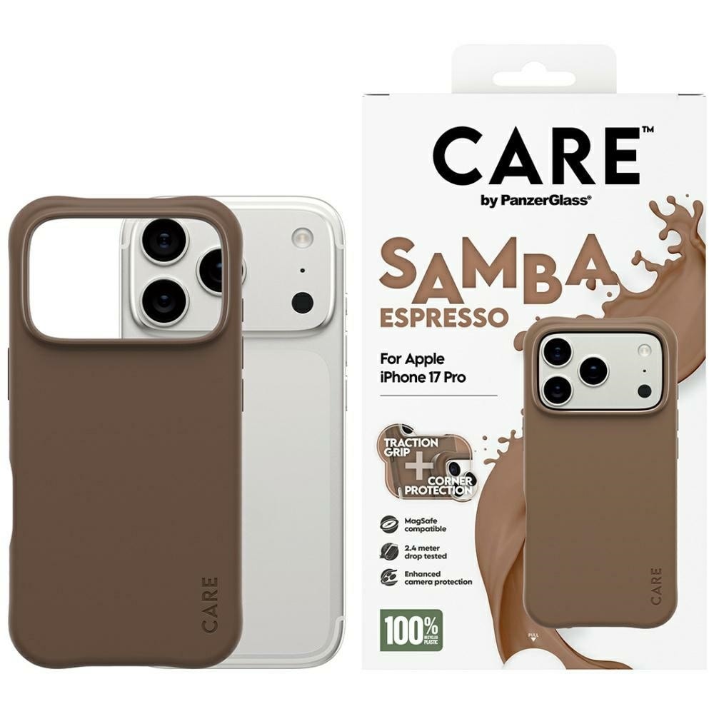 CARE by PanzerGlass Muodikas Samba MagSafe -kotelo iPhone 17 Pro:lle - ruskea