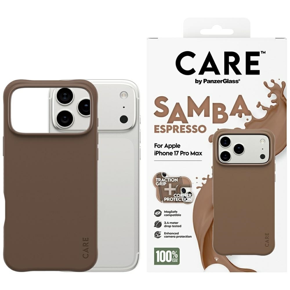 CARE by PanzerGlass Muodikas Samba MagSafe -kotelo iPhone 17 Pro Maxille - ruskea