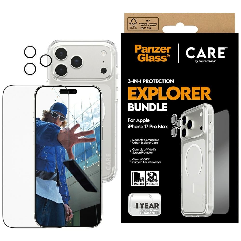 CARE by PanzerGlass Flagship Explorer 3-in-1 kotelo + lasi + objektiivi iPhone 17 Pro Maxille
