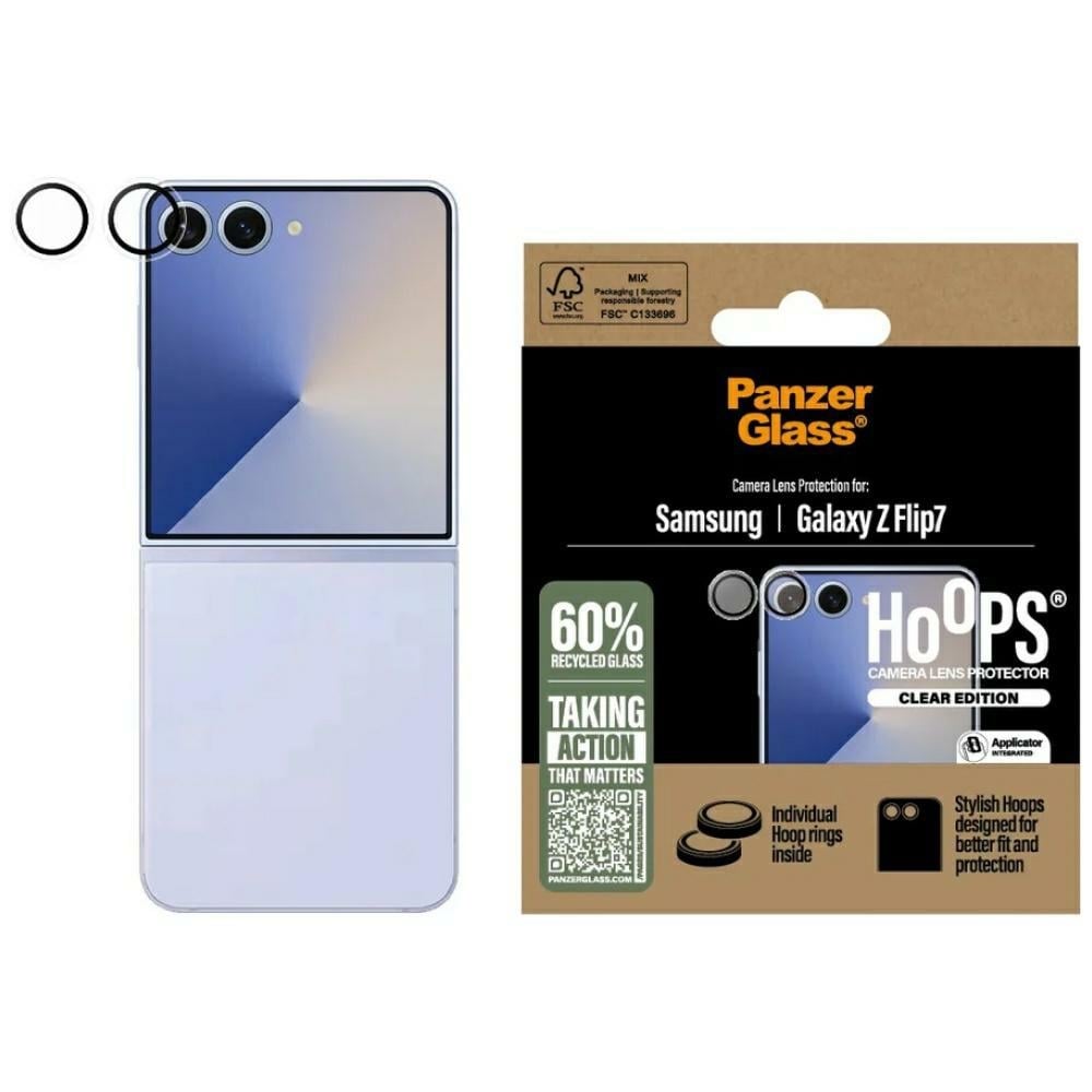 PanzerGlass Hoops karkaistu lasi linssin suojus Samsung Galaxy Z Flip7 -puhelimelle