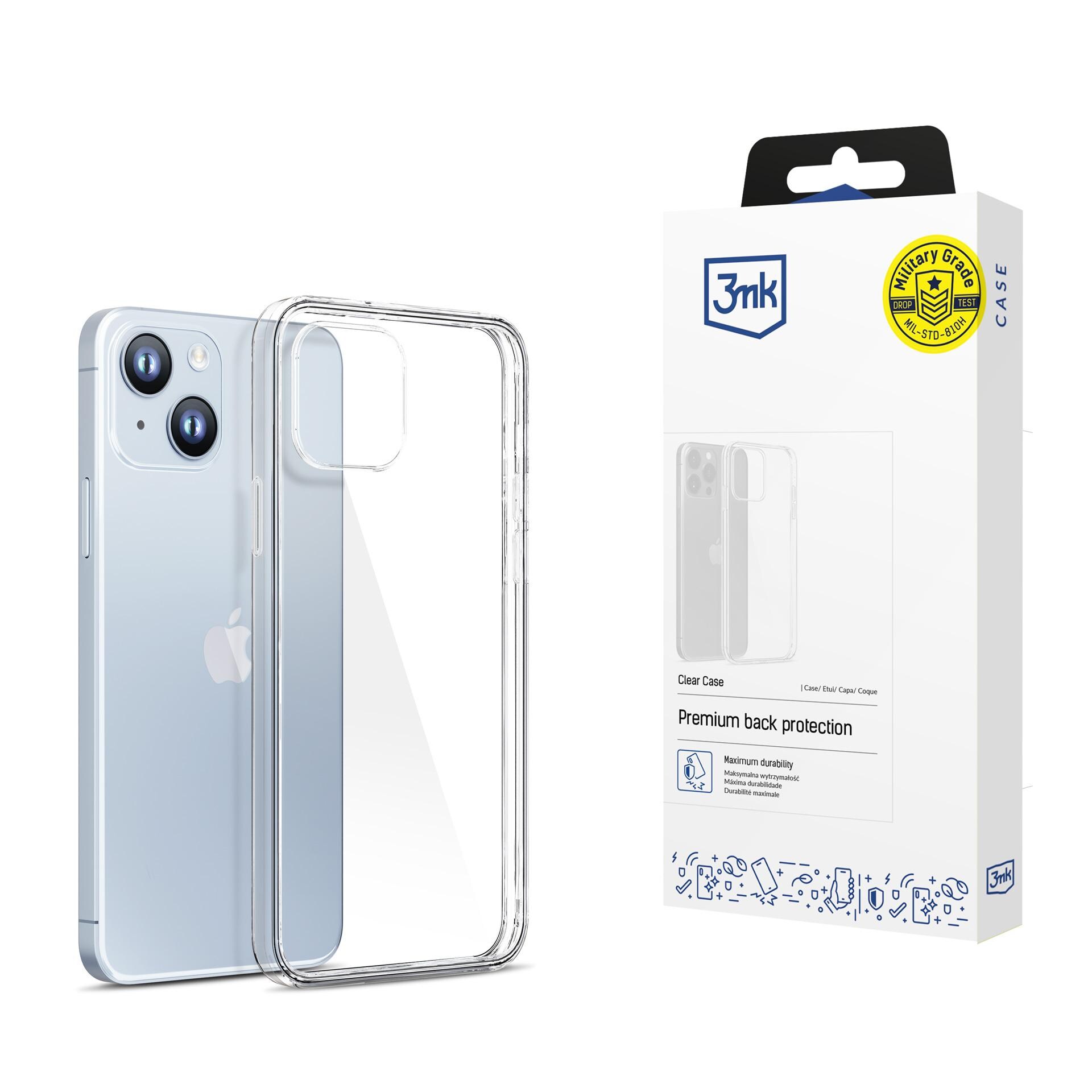 Kotelo iPhone 14 silikonille sarjasta 3mk Clear Case - läpinäkyvä - läpinäkyvä