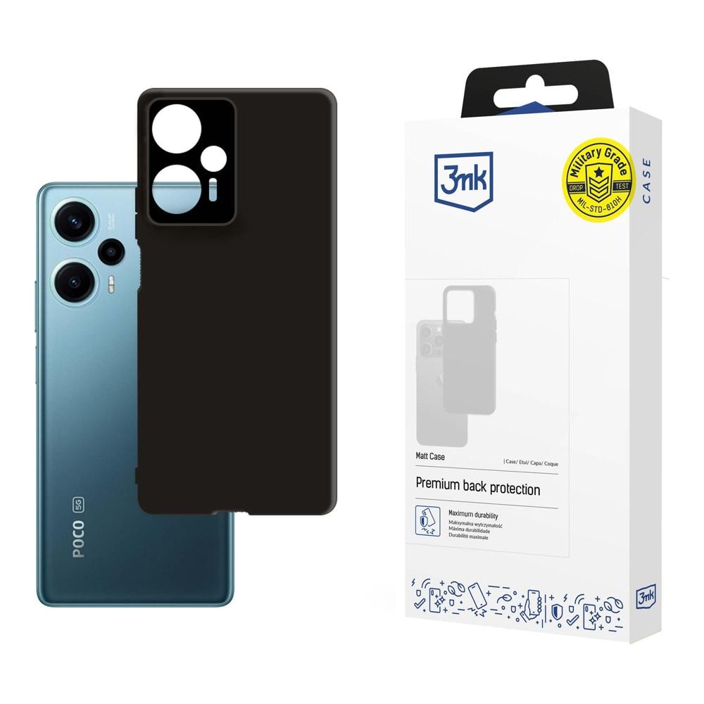 3mk Matt kotelo Poco F5:lle - musta