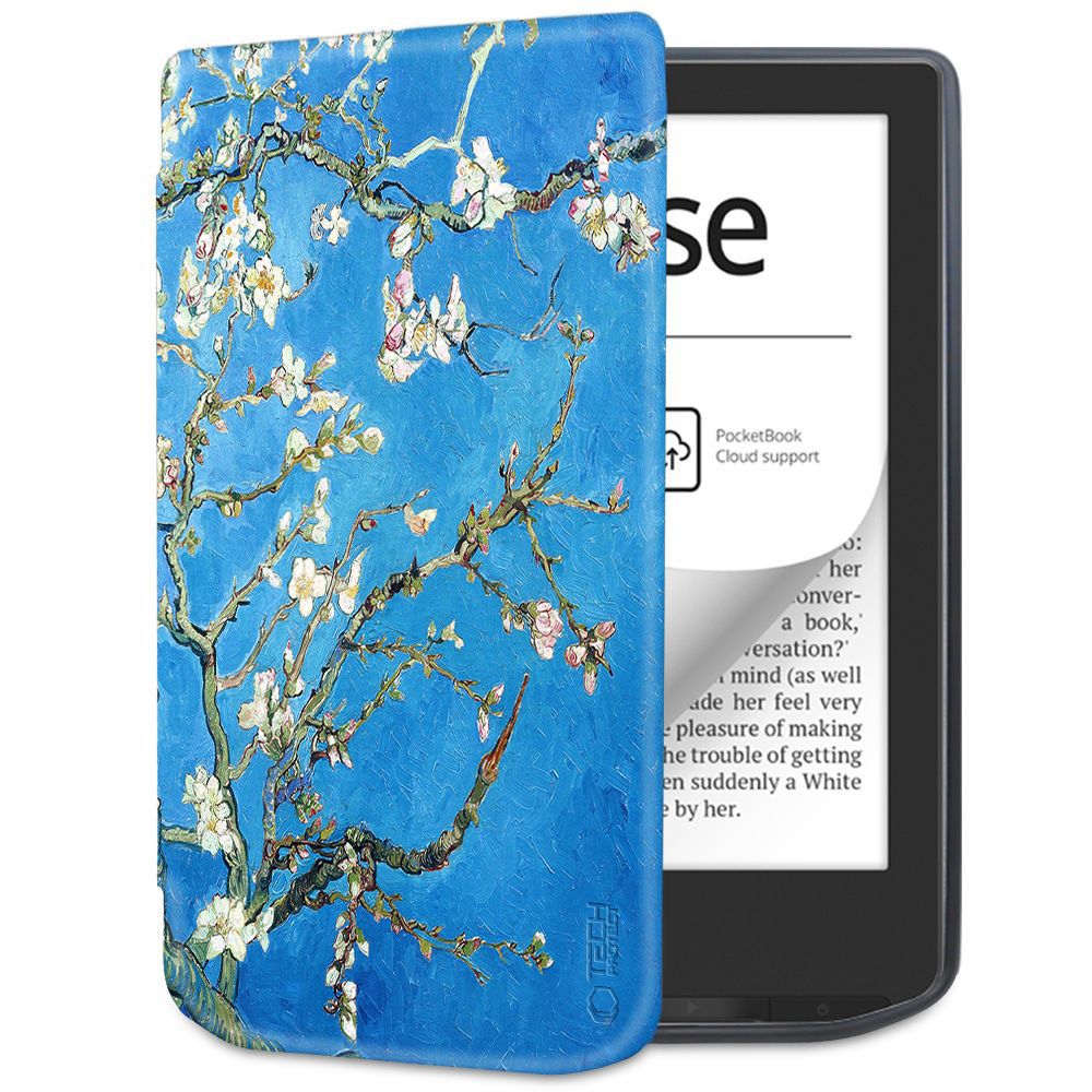 Tech-Protect SmartCase PocketBook Verse / Verse Pro - Sininen Sakura-kukkien kanssa