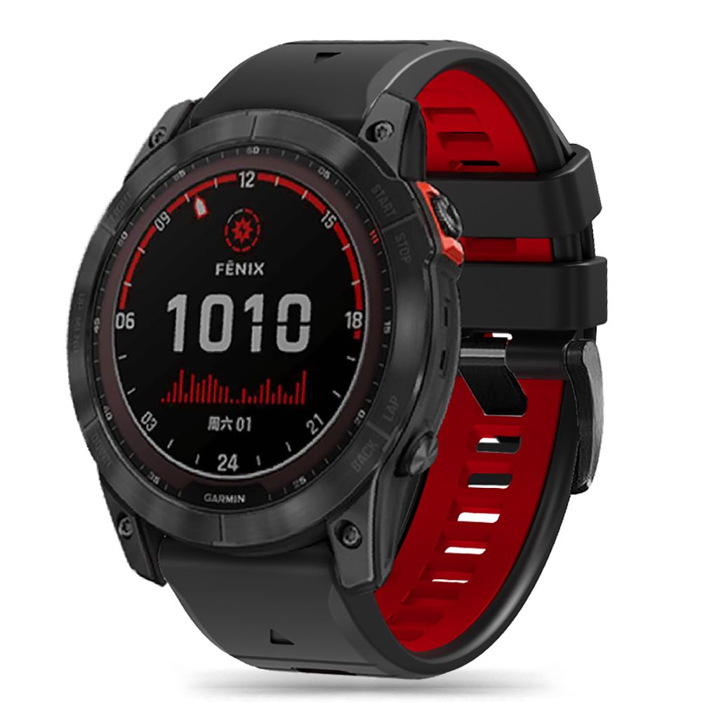 Tech-Protect IconBand Pro hihna Garmin Fenix 3/5X/3HR/5X Plus/6X/6X Pro/7X - musta/punainen