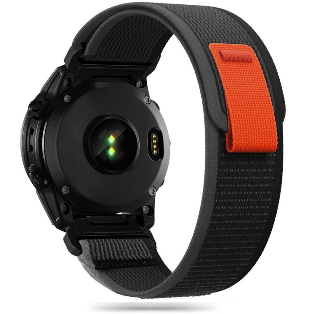 Tech-Protect Nylon hihna Garmin Fenix 5 / 6 / 6 Pro / 7 - musta/oranssi