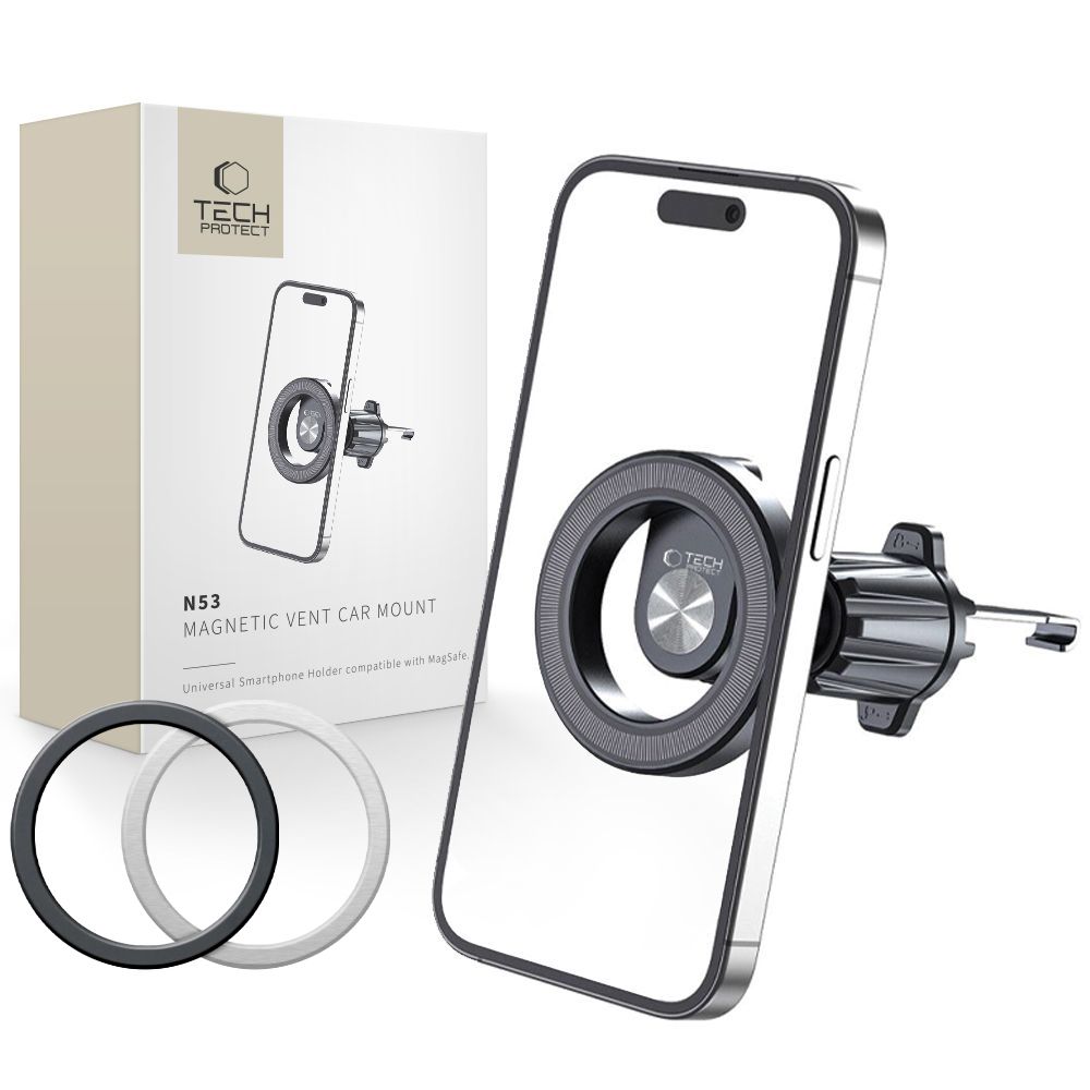 Tech-Protect N53 -autopuhelimen pidike MagSafe-järjestelmällä tuuletusaukkoon - musta
