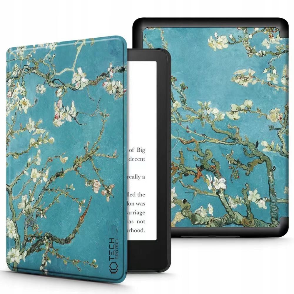 Tech-Protect SmartCase Kindle Paperwhite V / 5 / Signature Edition - Sininen Sakura-kukkien kanssa