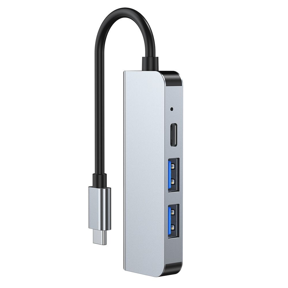 HUB Tech-Protect V2 4in1 USB-C - USB-A 3.0 / USB-A 2.0 / USB-C / HDMI - Harmaa