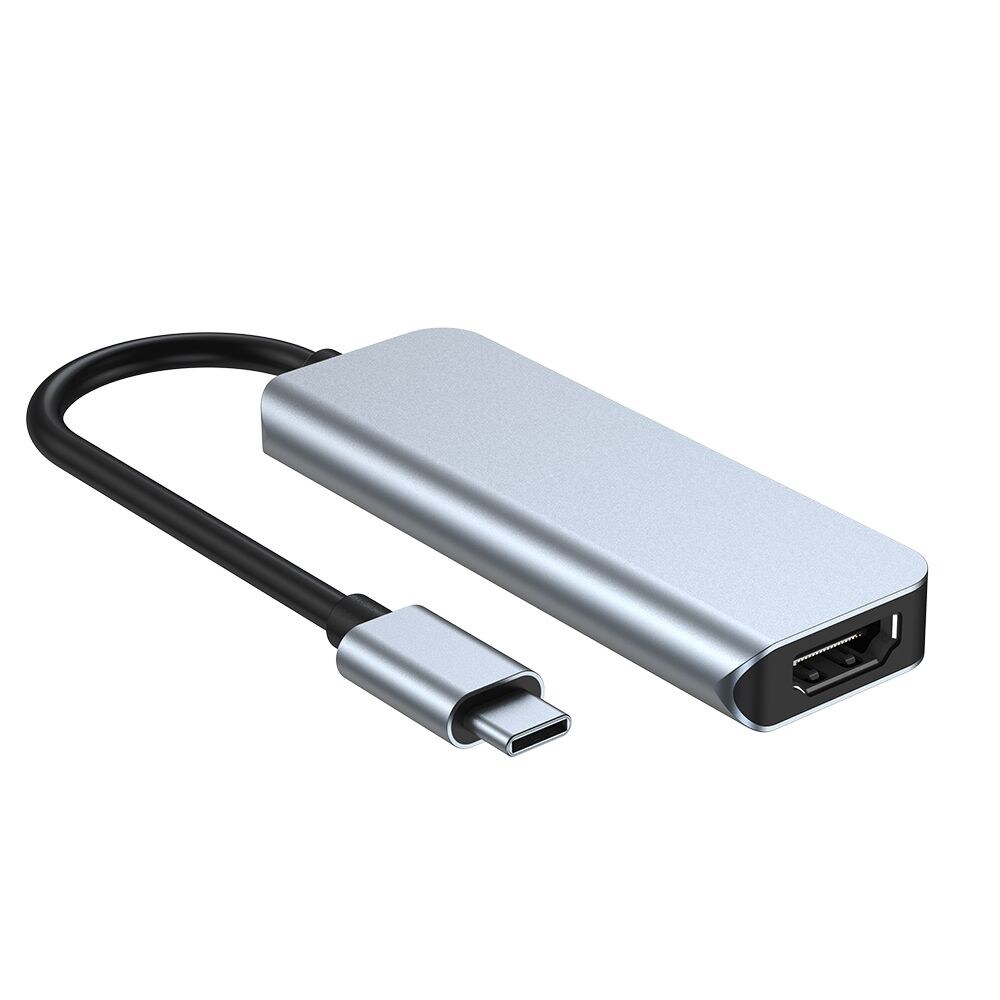 HUB Tech-Protect V2 4in1 USB-C - USB-A 3.0 / USB-A 2.0 / USB-C / HDMI - Harmaa