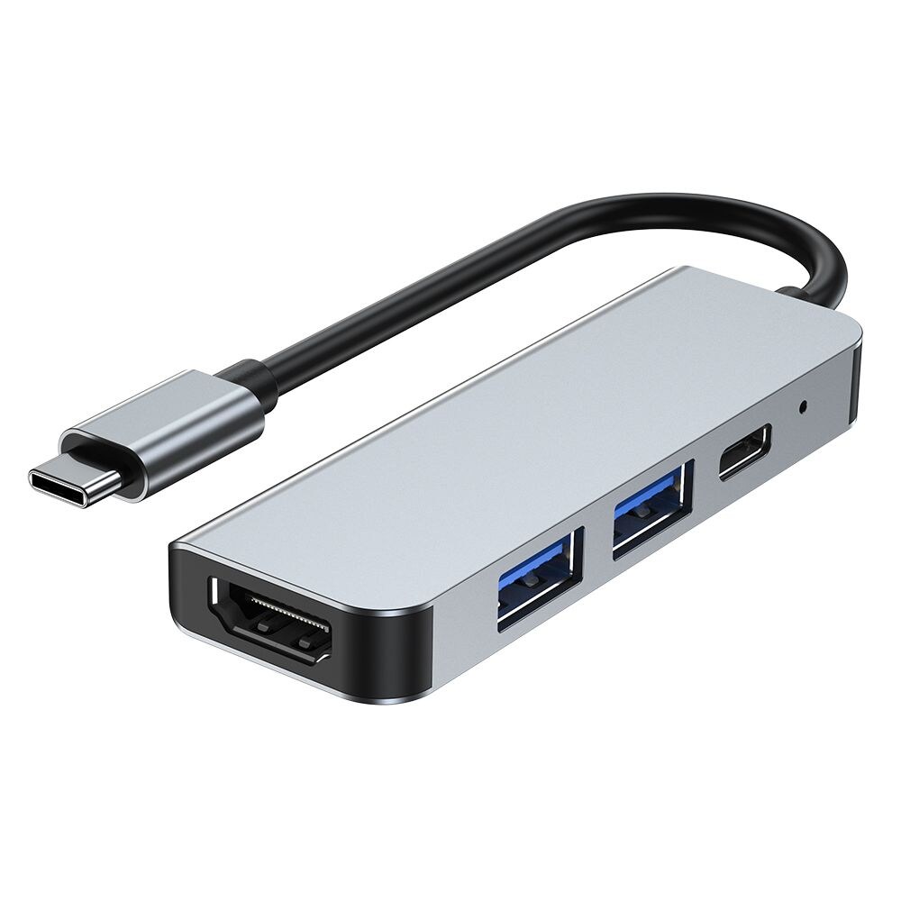 HUB Tech-Protect V2 4in1 USB-C - USB-A 3.0 / USB-A 2.0 / USB-C / HDMI - Harmaa