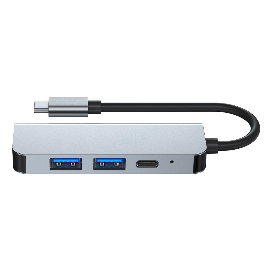 HUB Tech-Protect V2 4in1 USB-C - USB-A 3.0 / USB-A 2.0 / USB-C / HDMI - Harmaa
