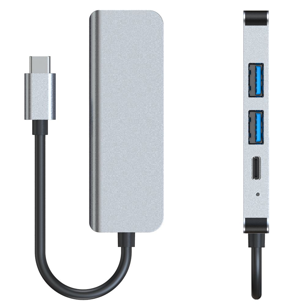 HUB Tech-Protect V2 4in1 USB-C - USB-A 3.0 / USB-A 2.0 / USB-C / HDMI - Harmaa