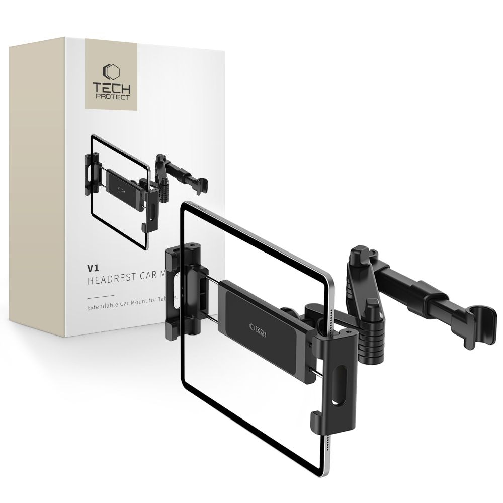 Tech-Protect V1 Teleskooppinen auton niskatuen puhelimen pidike - musta