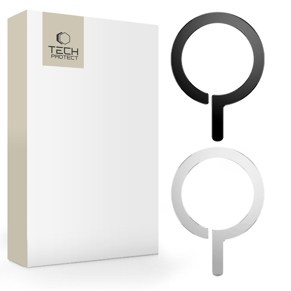 MagSafe Tech-Protect MetalRing Universal Magnetic - musta / hopea (2 kpl)