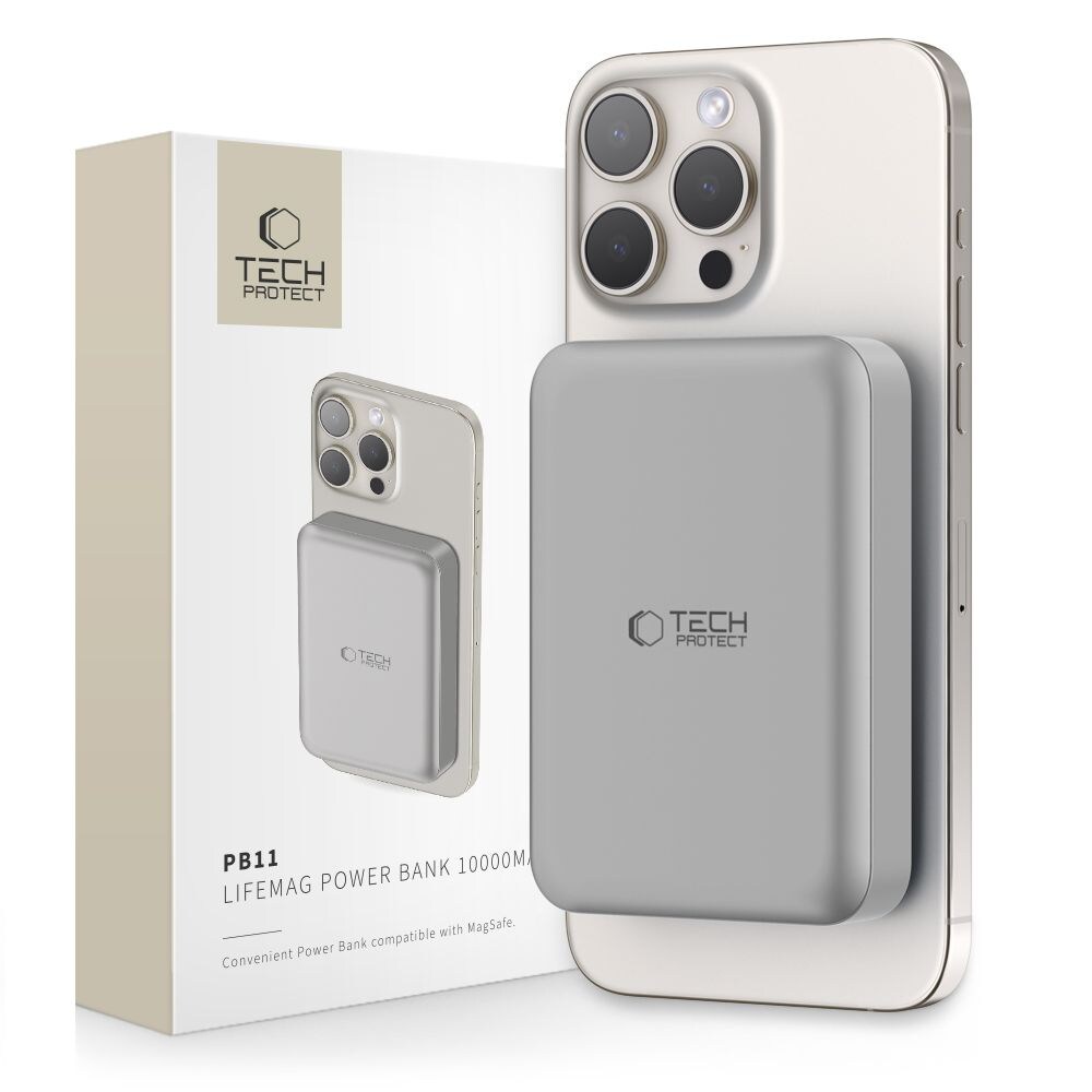 Powerbank Tech-Protect PB11 LifeMag MagSafe 10000 mAh - titaani