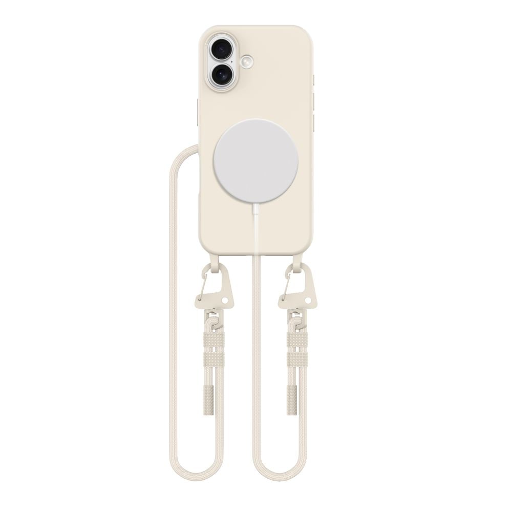 Tech-Protect MagNecklace MagSafe -kotelo, jossa on kaulanauha iPhone 16:lle - Beige