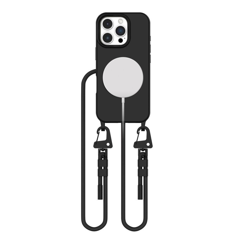 Tech-Protect MagNecklace MagSafe-kotelo, jossa on kiinnityslenkki iPhone 16 Pro:lle - musta