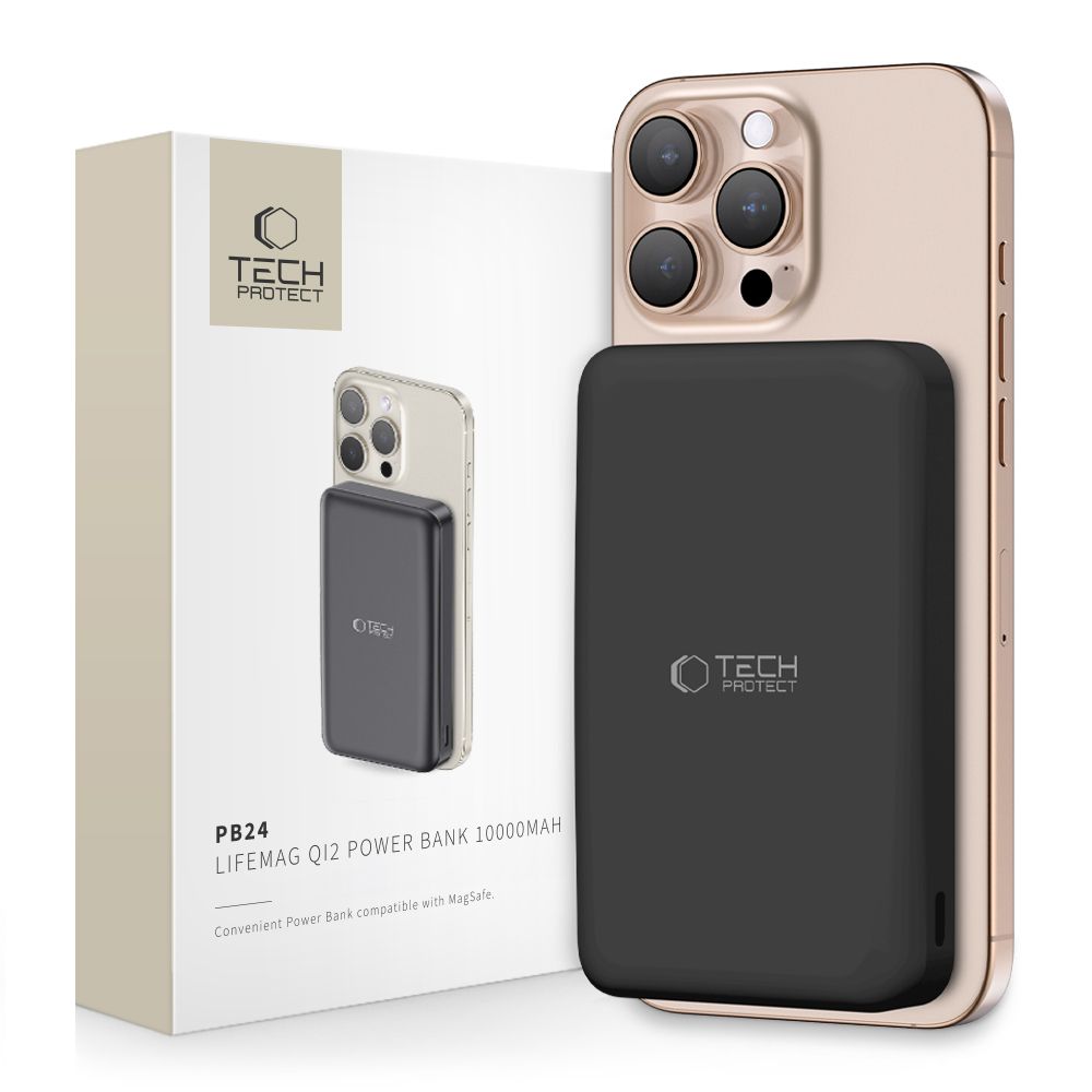 Powerbank Tech-Protect PB24 LifeMag QI2 MagSafe 10000 mAh - musta