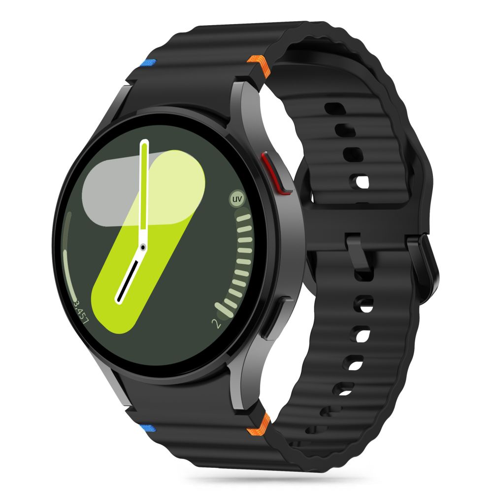 Tech-Protect silikoni urheiluranneke Samsung Galaxy Watch 4 / 5 / 5 Pro / 6 / 7 / FE - musta - musta