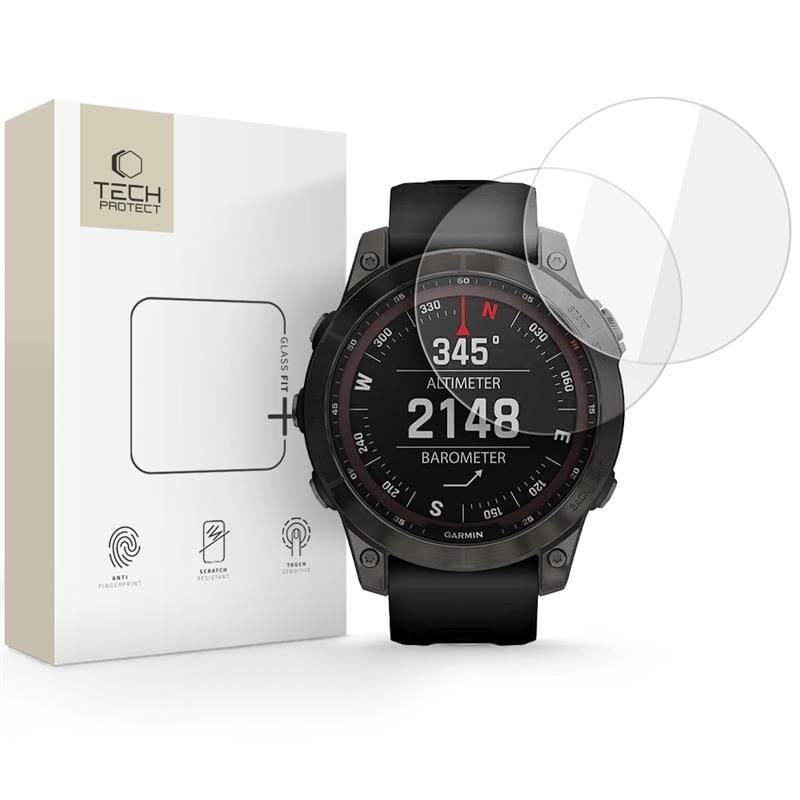 Tech-Protect Glass Fit+ 2-pack karkaistua lasia Garmin Fenix 7 / 7 Pro - läpinäkyvää
