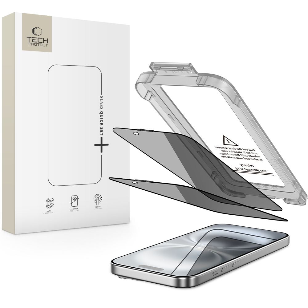 Tech-Protect Quick Set Spy+ Privacy Glass 2-pack hintaan iPhone 15 / 16