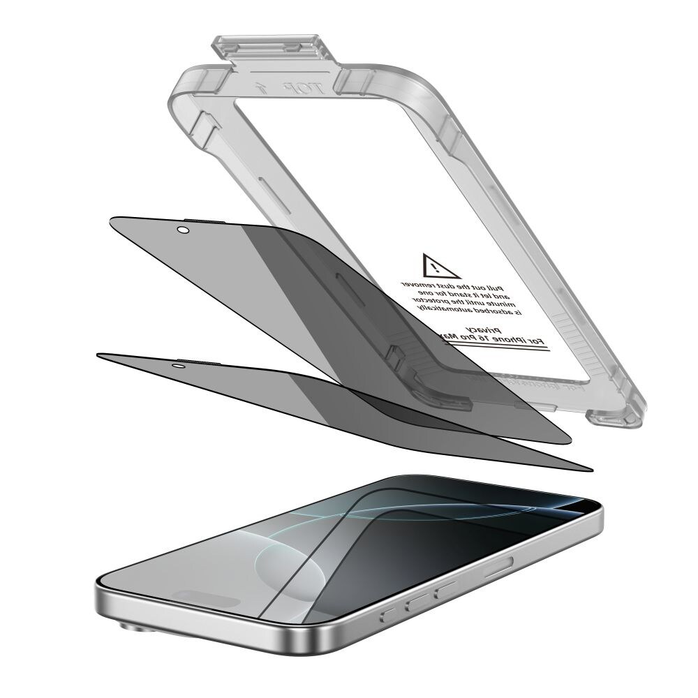 Tech-Protect Quick Set Spy+ -yksityisyyslasi 2-pack iPhone 16 Pro -puhelimelle