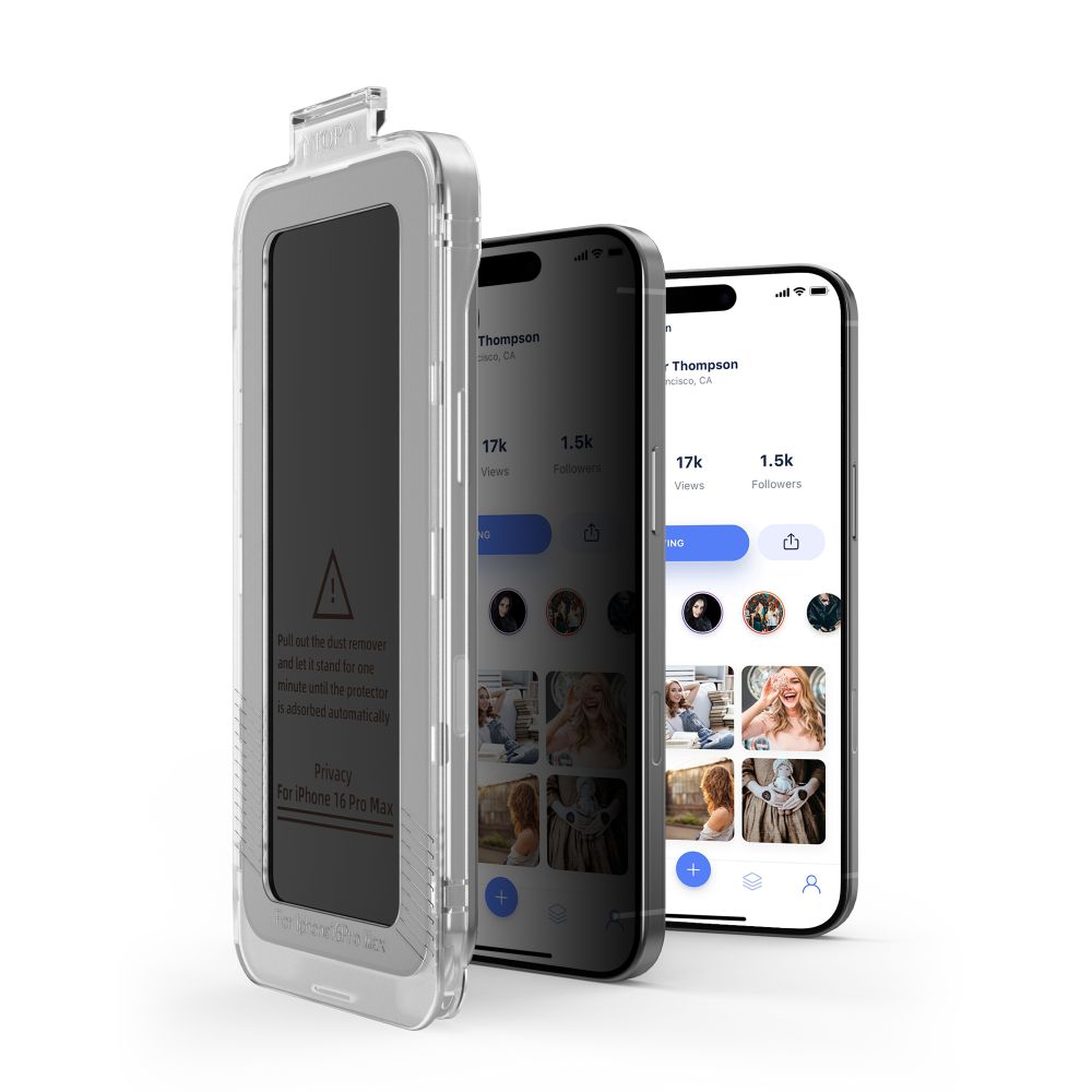 Tech-Protect Quick Set Spy+ -yksityisyyslasi 2-pack iPhone 16 Pro Max -puhelimelle