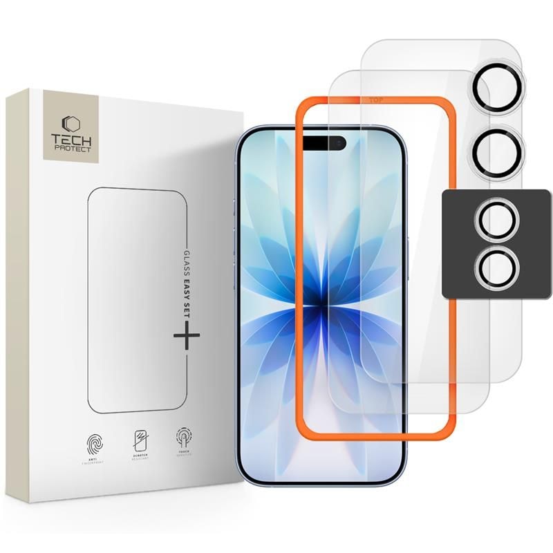 Tech-Protect Easy Set+ 3-pack karkaistua lasia iPhone 17 - läpinäkyvää
