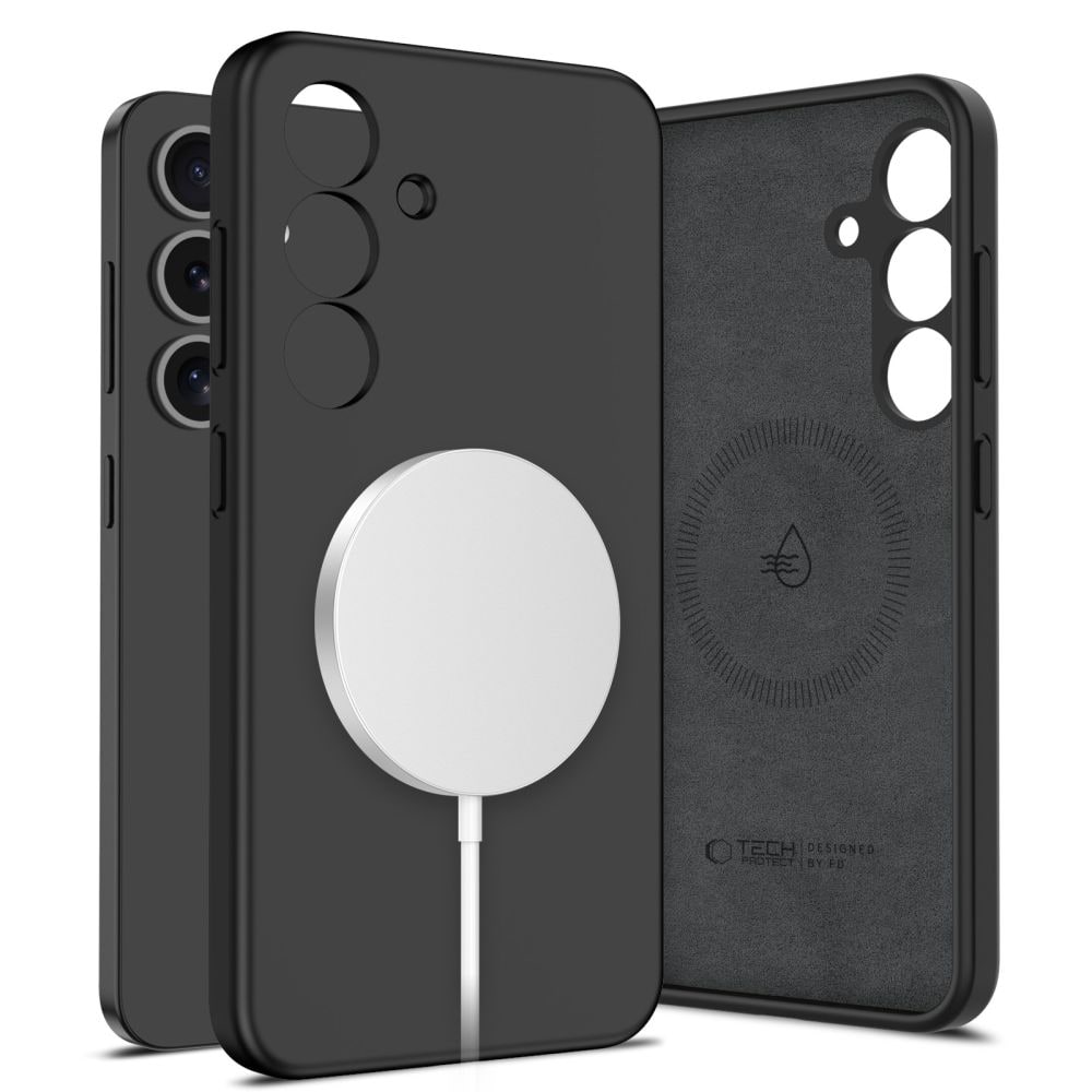 Tech-Protect Nestemäinen silikoni MagSafe kotelo Samsung Galaxy S25+ - musta