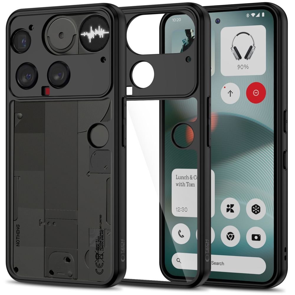 Tech-Protect MagMat kotelo Nothing Puhelin 3 Musta ja läpinäkyvä