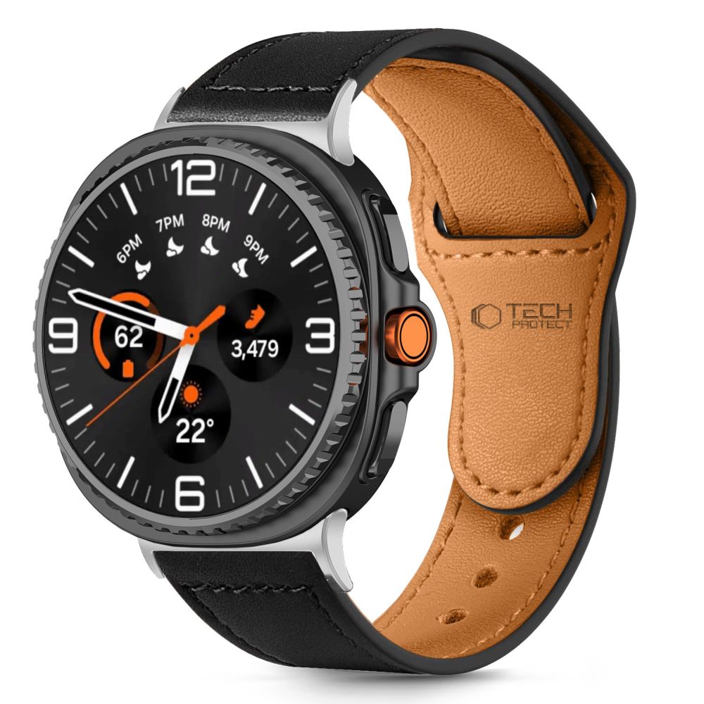Tech-Protect Leatherfit hihna Samsung Galaxy Watch 40/44/46 mm:lle - musta