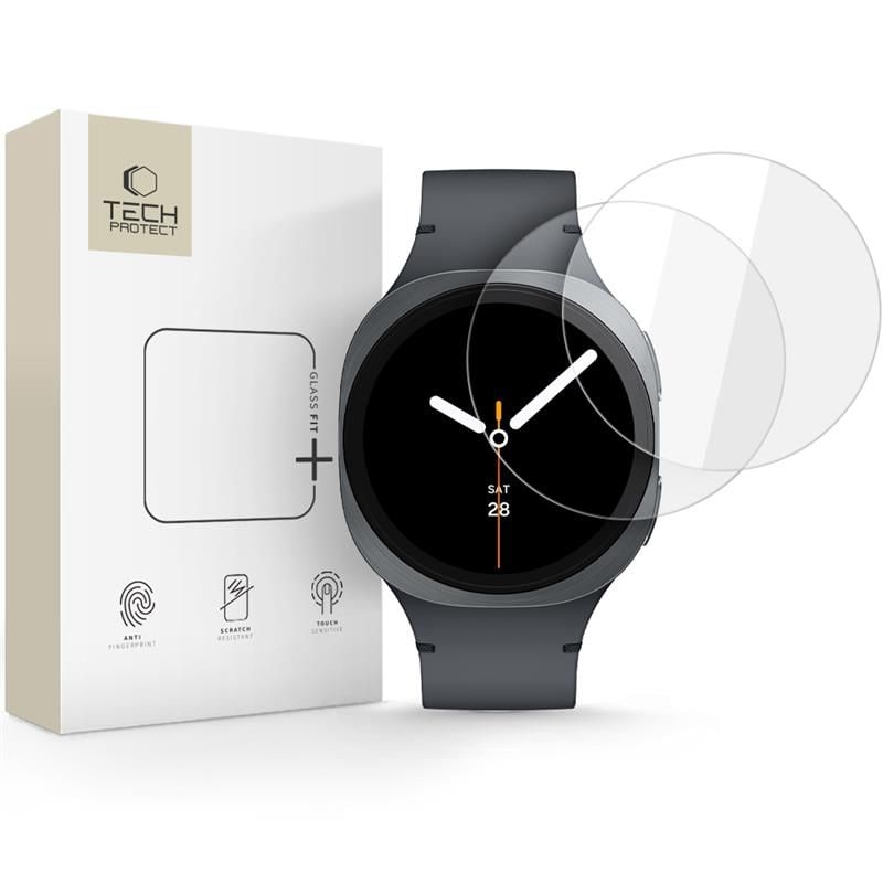 Tech-Protect Glass Fit+ 2-pack karkaistua lasia Samsung Galaxy Watch 8 44 mm - läpinäkyvää
