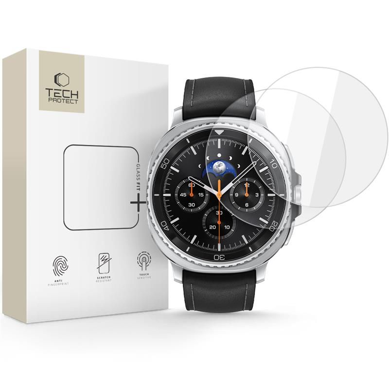 Tech-Protect Glass Fit+ 2-pack karkaistu lasi Samsung Galaxy Watch 8 Classic 46 mm:lle - läpinäkyvää