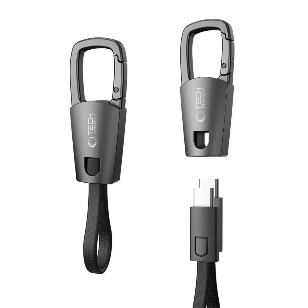 Tech-Protect Ultraboost DNA -kaapeli avaimenperällä USB-C PD 60W / 3A - harmaa