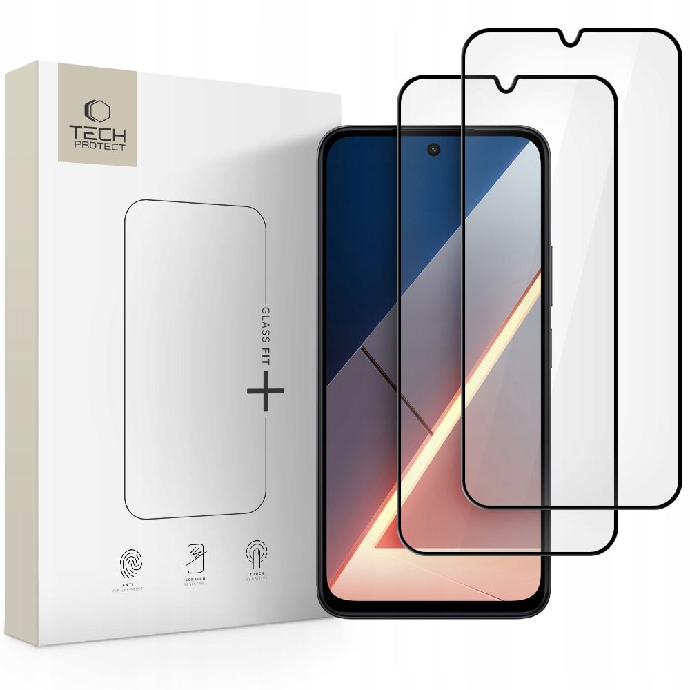 Tech-Protect Glass Fit+ 2-pack karkaistua lasia Xiaomi Poco M7:lle - musta