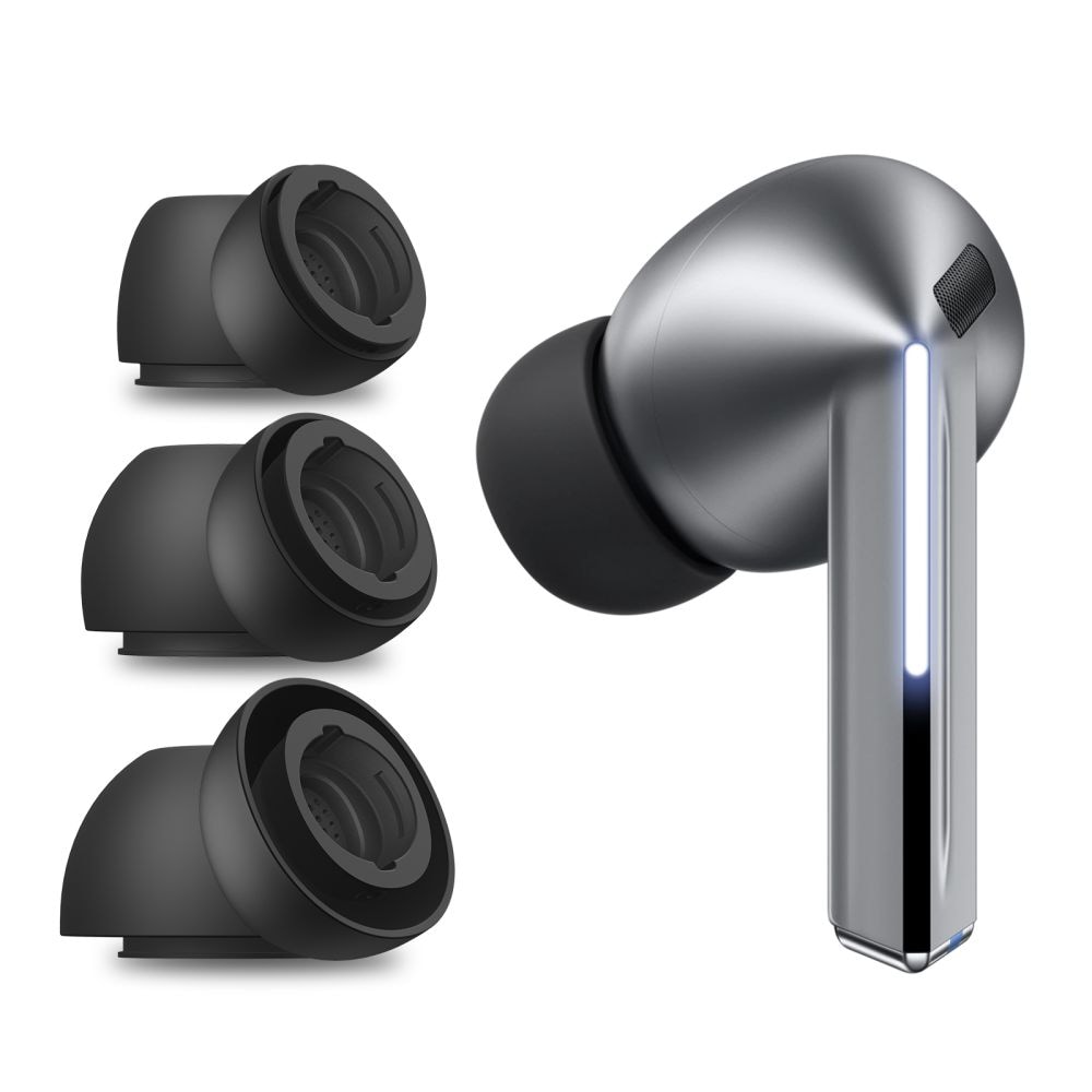 Tech-Protect korvanapit Samsung Galaxy Buds 3 Pro -kuulokkeille koot S / M / L - musta (3 kpl)