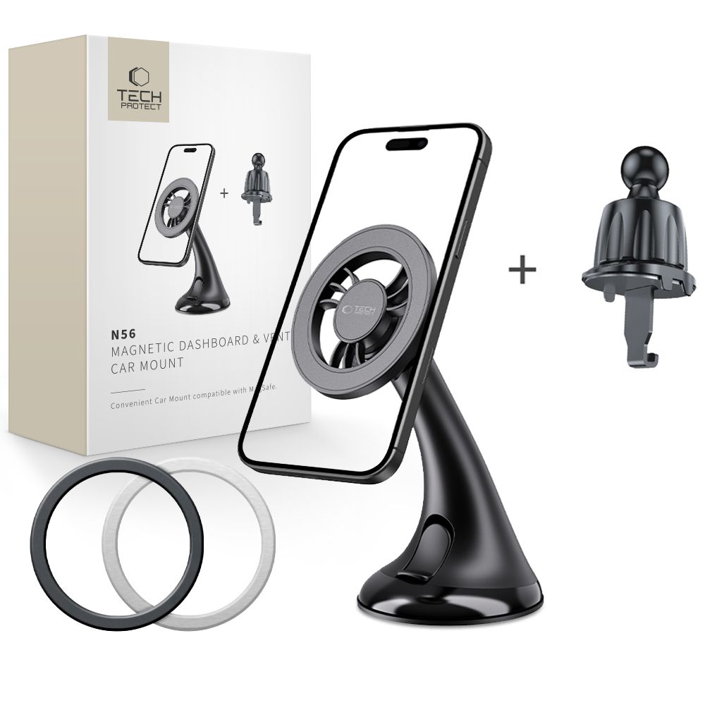 Tech-Protect N56 autoteline kojelaudalle, tuulilasiin tai tuuletusaukkoon - musta