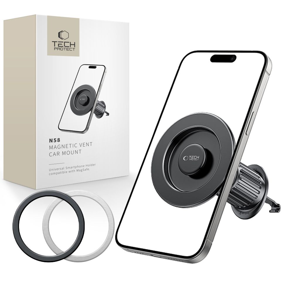 Tech-Protect N58 magneettinen MagSafe auton tuuletusaukon pidike - musta