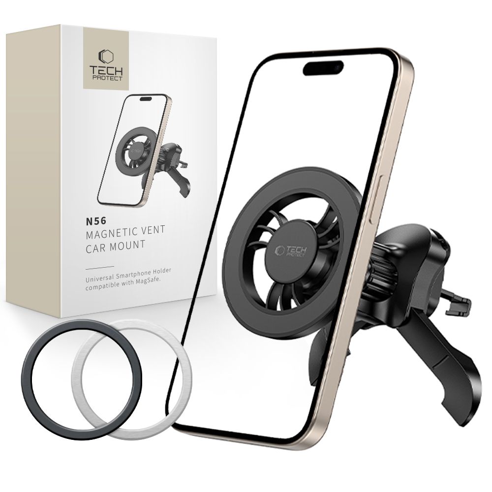 Tech-Protect N56 Magneettinen MagSafe auton tuuletusaukon magneettikiinnike - musta
