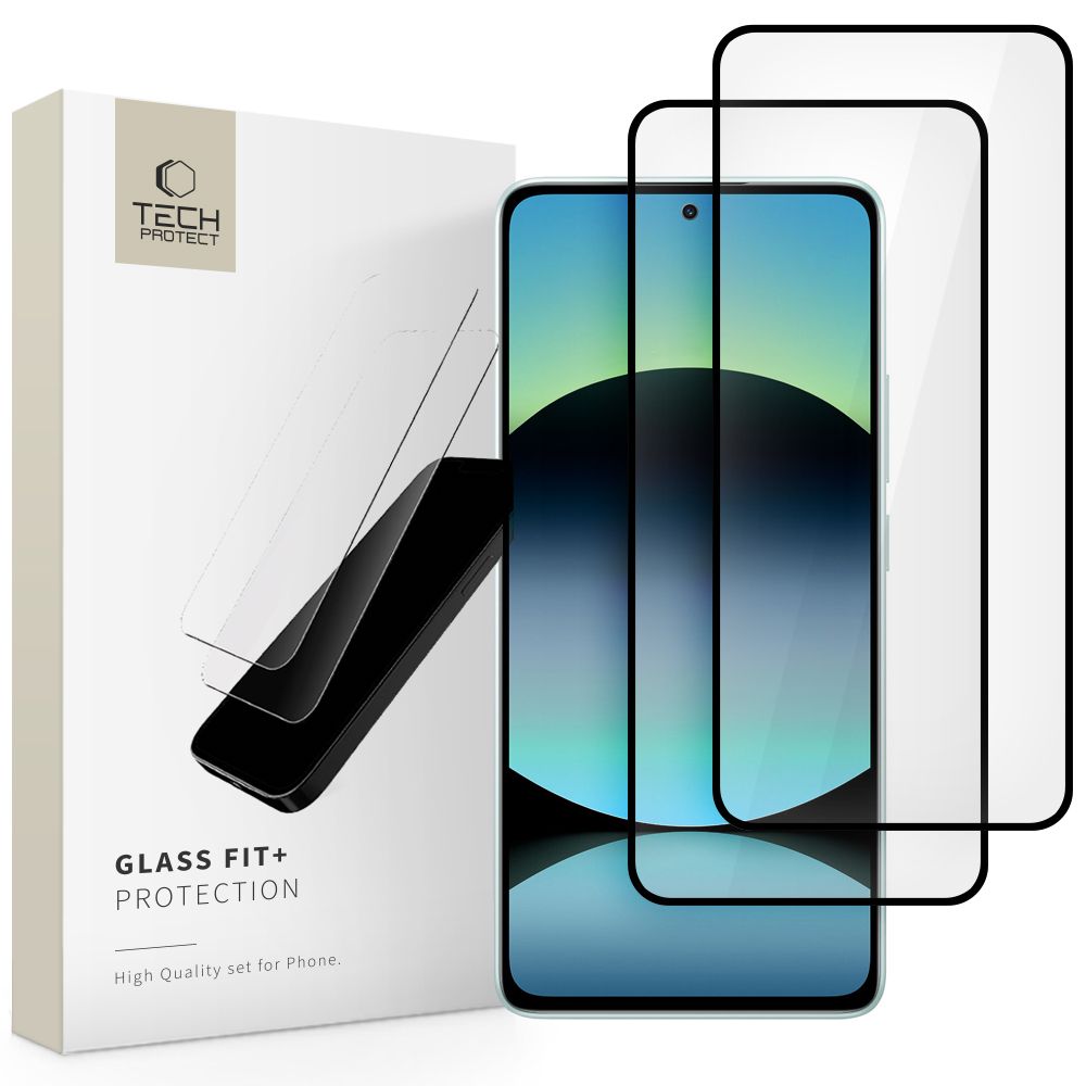Tech-Protect Glass Fit +2-Pack karkaistu lasi Xiaomi Redmi Note 14 4G / 5G - musta - musta