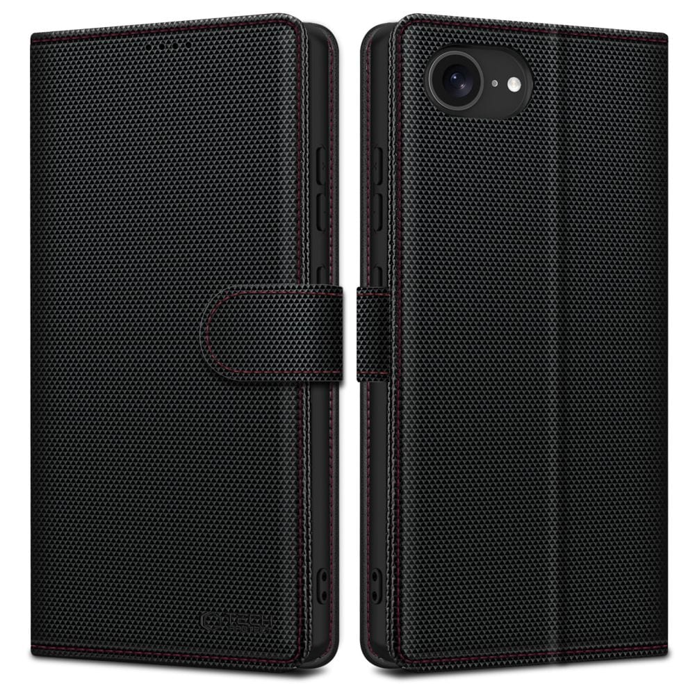 TECH-PROTECT WALLET RS IPHONE 16E MUSTA/PUNAINEN Tech-Protect lompakko kotelo iPhone 16e - musta