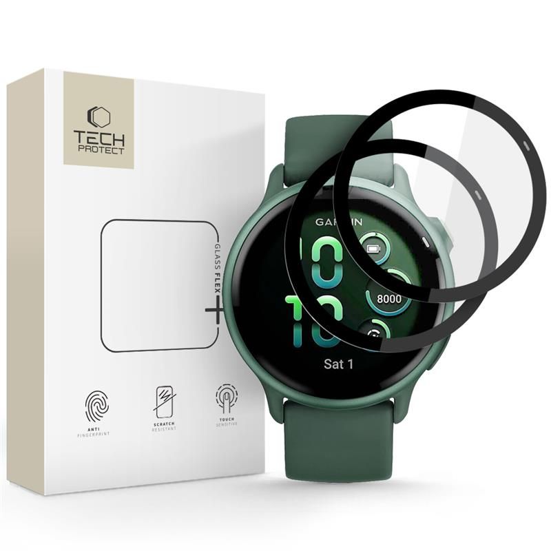 Tech-Protect Glass Flex+ 2-pack hybridilasi Garmin Vivoactive 6:lle - musta