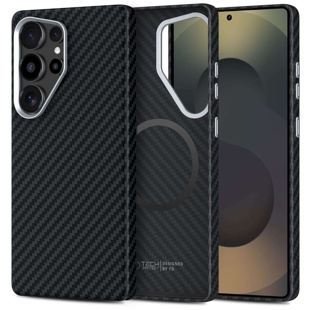Tech-Protect Ion Carbon MagSafe kotelo Samsung Galaxy S25 Ultra - musta