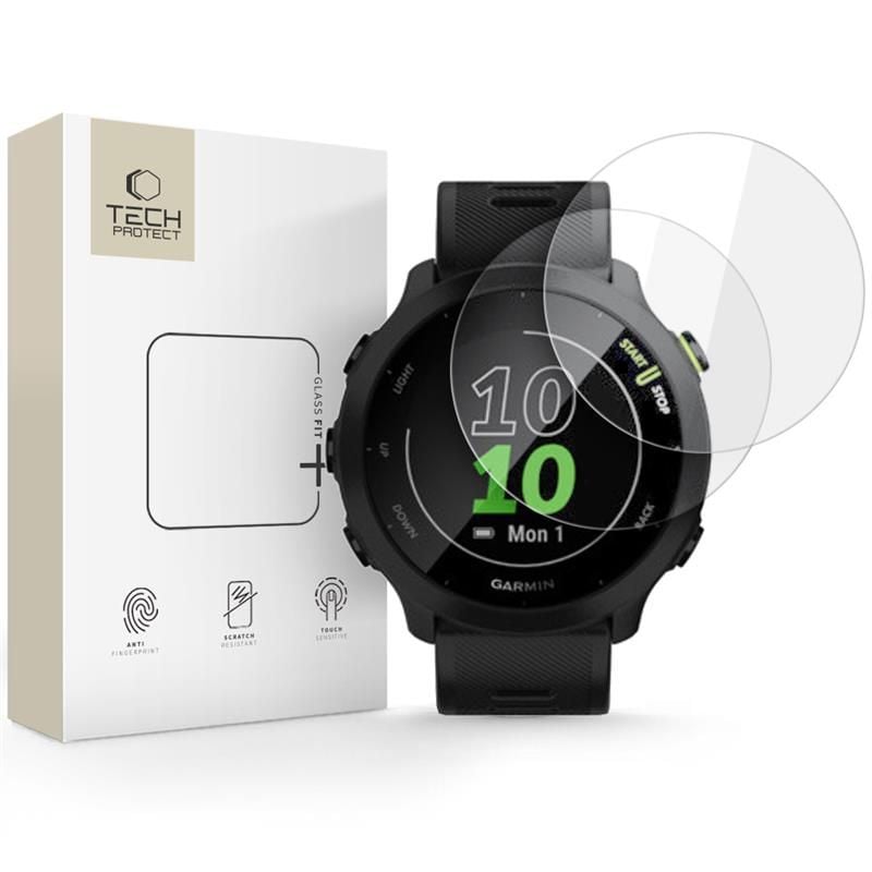 Tech-Protect Glass Fit+ 2-pack karkaistua lasia Garmin Forerunner 55:lle - kirkas