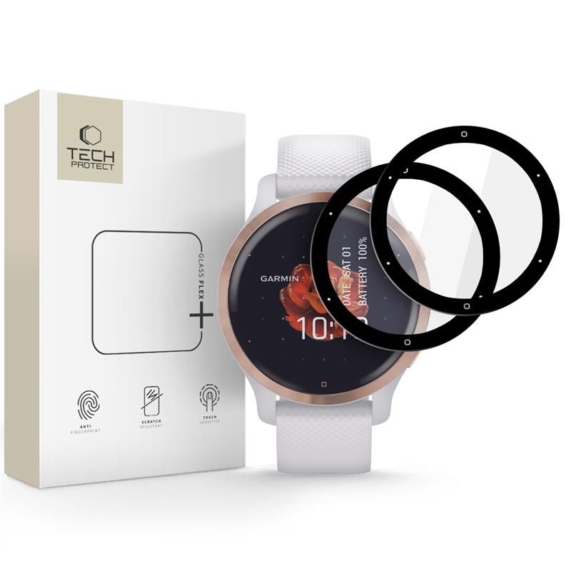 Tech-Protect Glass Flex+ 2-pack hybridilasi Garmin Venu 2S - musta